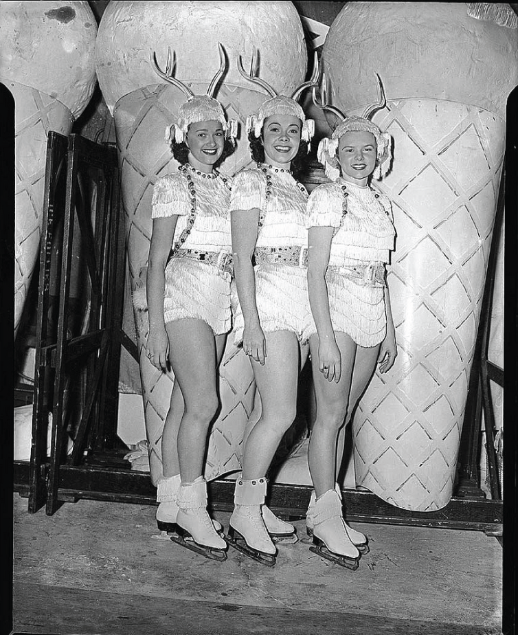 1950s vintage photo of the Ice capades at Maple Leaf Gardensfor their  ice show circa 1950s