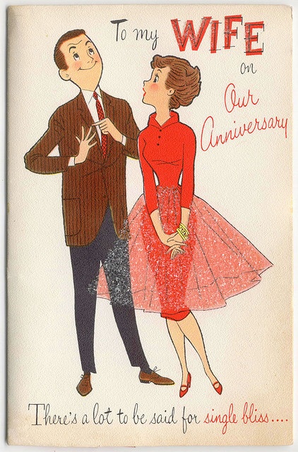 1950s Vintage wedding anniversary card fashionable outfit
