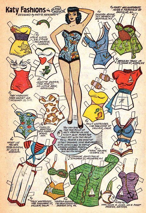 1950s Fashions as seen on katy Keene Paper Doll