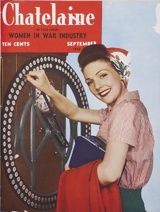 1942 September vintage chateline magazine cover featuring Women in War Industry