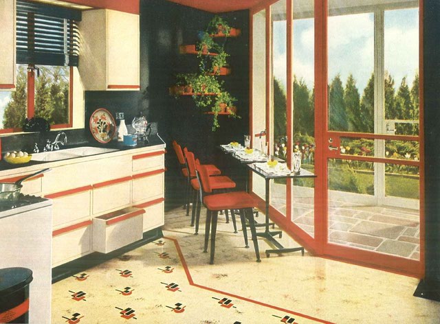 1940 vintage kitchen decor linolem flooring