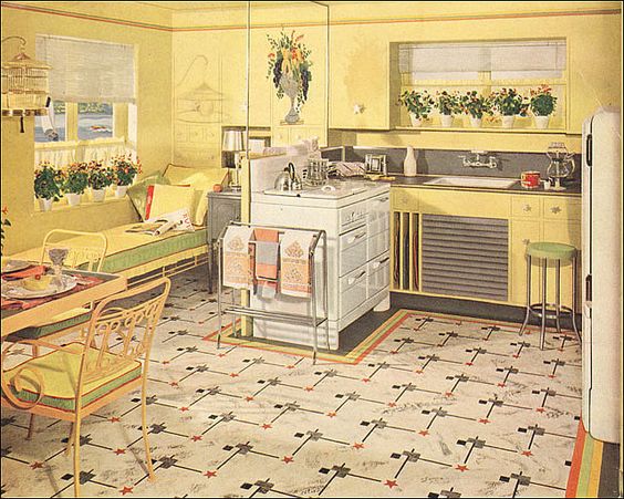 1941 Yellow & Green Armstrong Kitchen