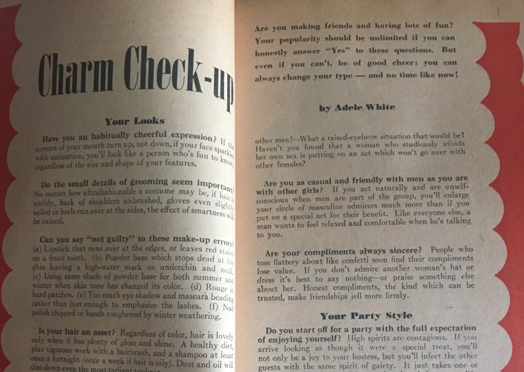 1940's charm school tips from a 1940s vintage Magazine - Chatelaine.