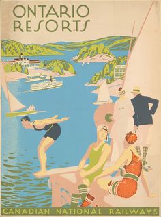 Ontario Canada Resorts 1920s vintage travel poster