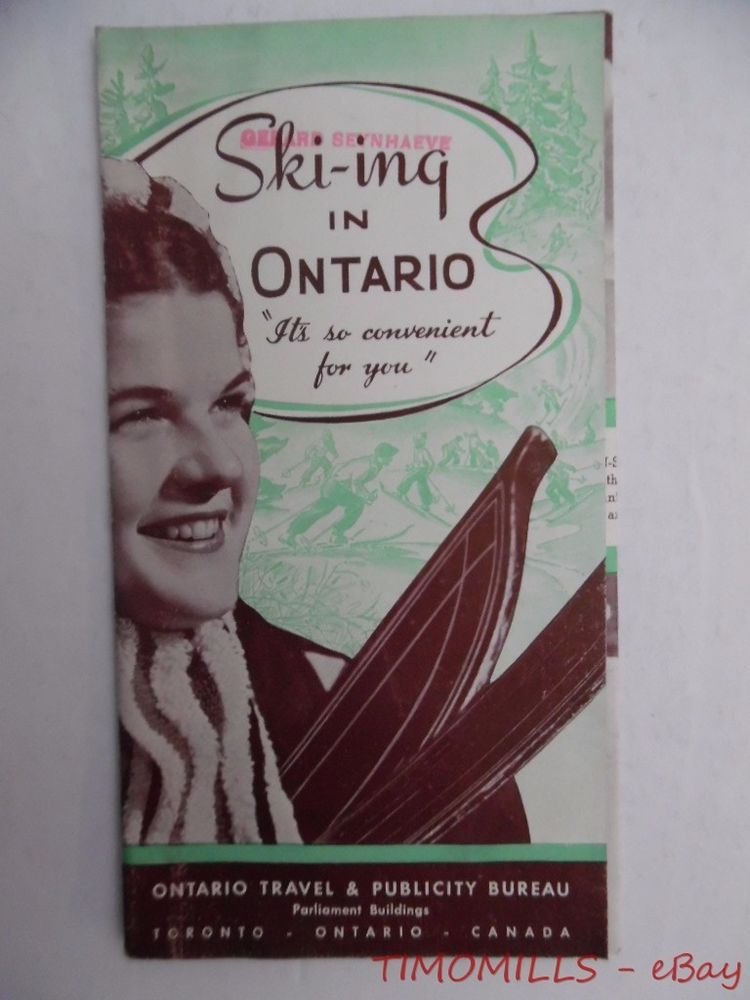 vintage skiing in Ontario Canada Travel Brochure -1940s 