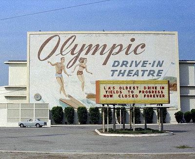 Olympic Drive-In Theater, West Los Angeles, CA vintage sign. 