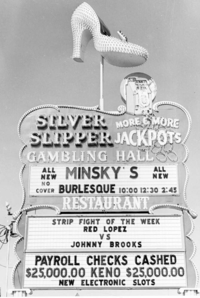 Photograph of neon sign for the Silver Slipper Gambling Hall (Las Vegas), after 1958