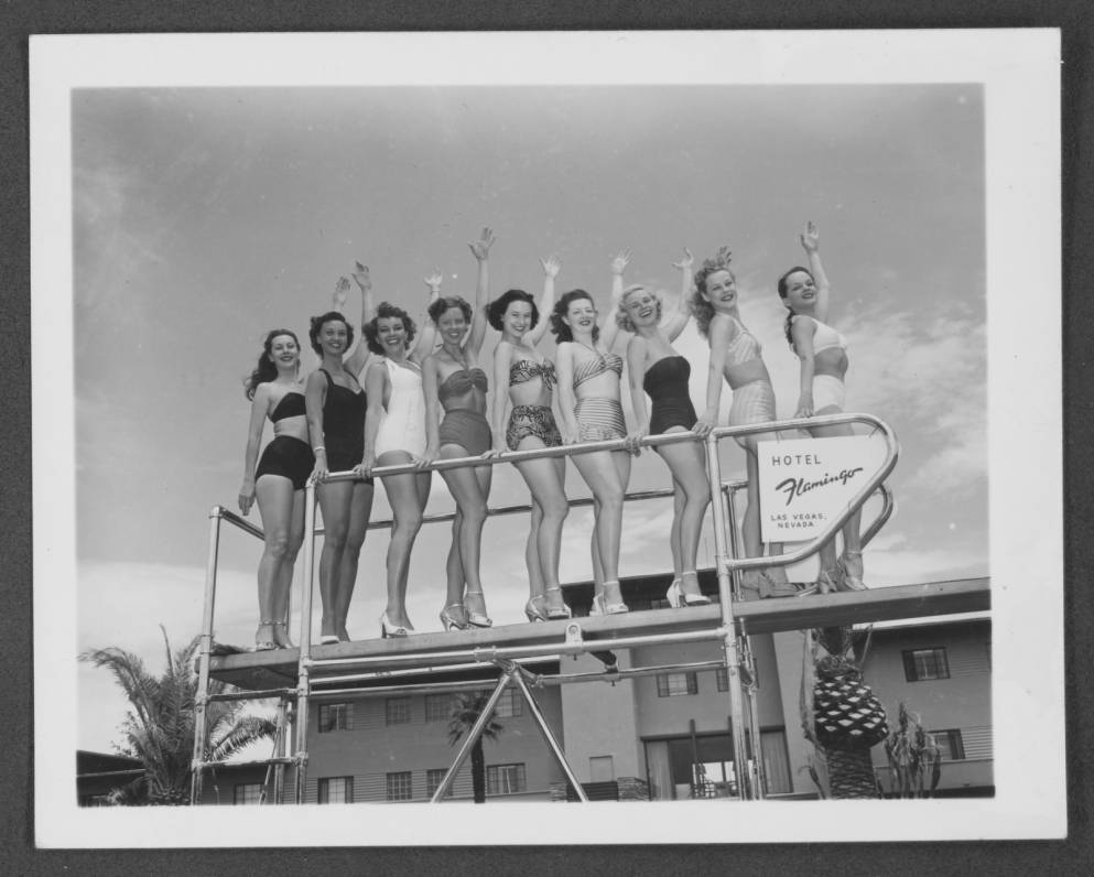 1940s vintage Photograph of the June Taylor Dancers posing at the Flamingo Hotel, Las Vegas, Nevada, circa 1949