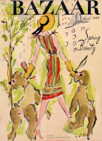 1940s vintage magazine cover: April 1944 cover of Harper's Bazaar Magazine