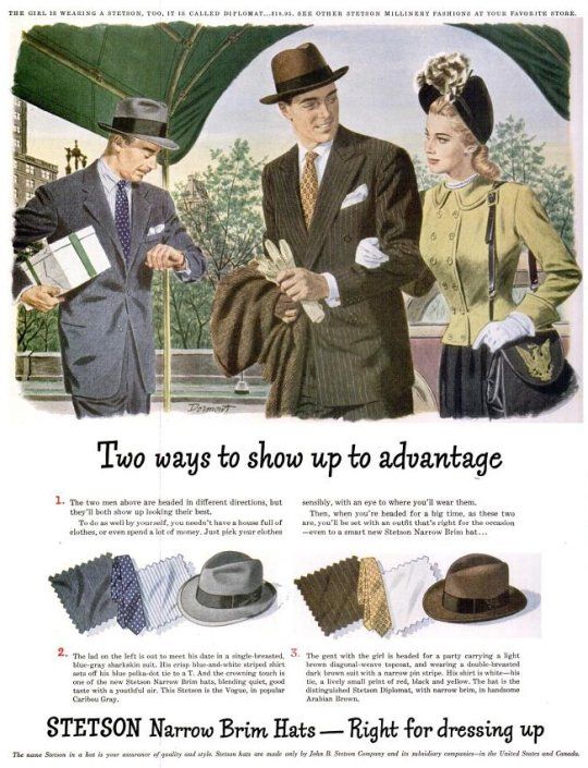 Vintage Stetson Hat 1940s vintage mens clothing ad