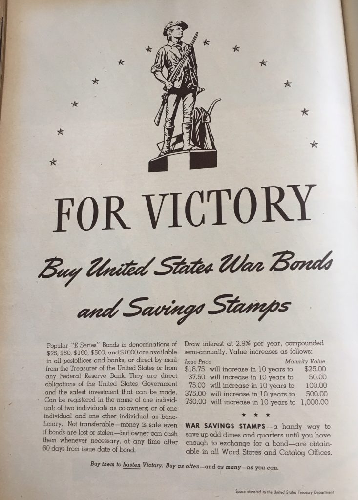 WW2 Victory Bonds and Stamps advertised in 1942 1943 Vintage Catalog see more at www.vintageinn.ca blog