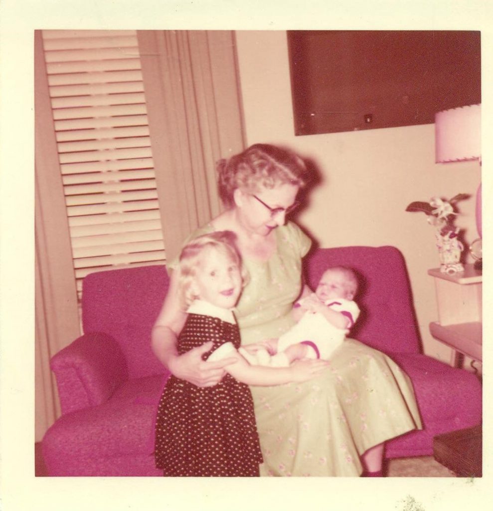 1956 New Baby Grandmother Big Sister 1950s Kodacolor photo. 