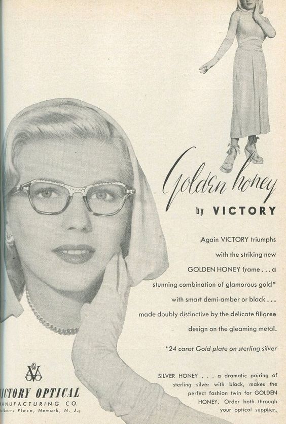 1940s Vintage Ad for victory vintage 1947 eyeglasses. The Ad featuring 1940s fashion as well. 
