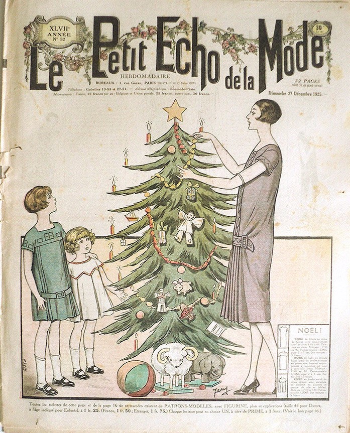 1920s vintage magazine cover: Le Petit Echo de la Mode French Magazine Number 52 December 1925. 1920s Fashion
