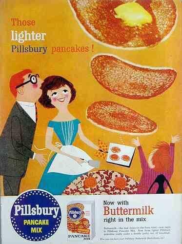 Vintage advertising: 1950s/ 1960s Pillsbury Pancake Mix