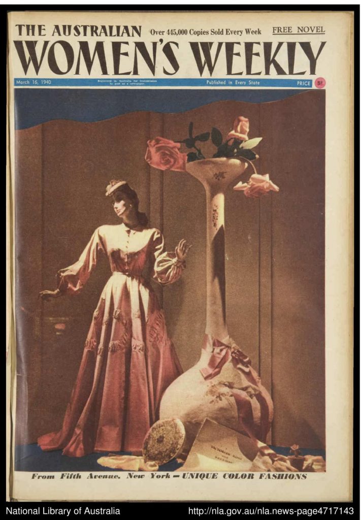 1940s Vintage Magazine Cover: The Australian Women's Weekly 16-03-1940. 1940s Vintage Magazine cover featuring 1940s fashions from NYC. 
