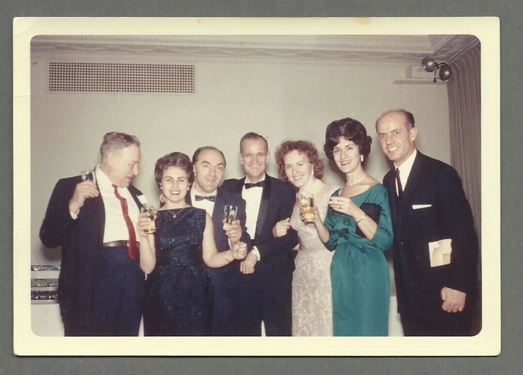 Vintage 1960s Color Photo DRESSED UP LADIES AND MEN AT COCKTAIL PARTY