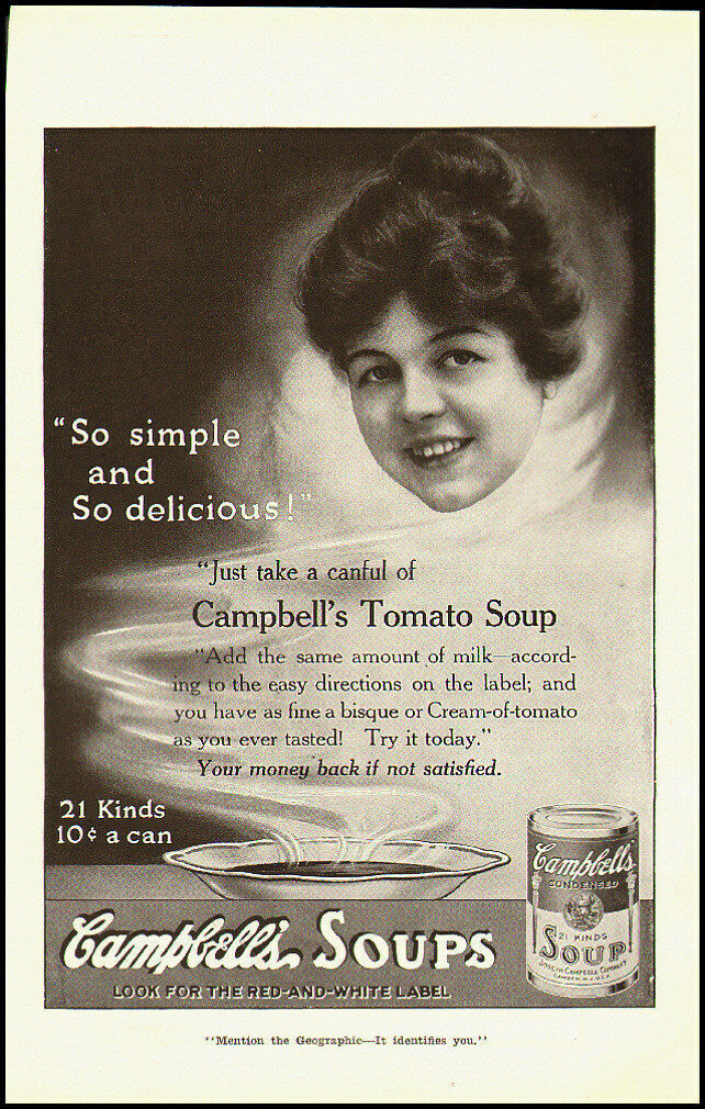 1920s vintage ad for Campbell's Tomato Soup