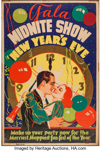 1930s New Years Eve Poster-Gala Midnite Show New Year's Eve (American Display Co. Inc. NYC, 1930s)