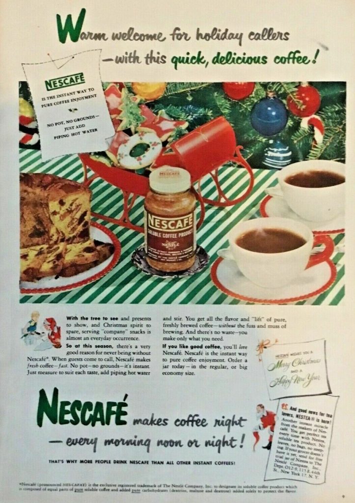 Nescafe coffee 1949 original vintage ad.