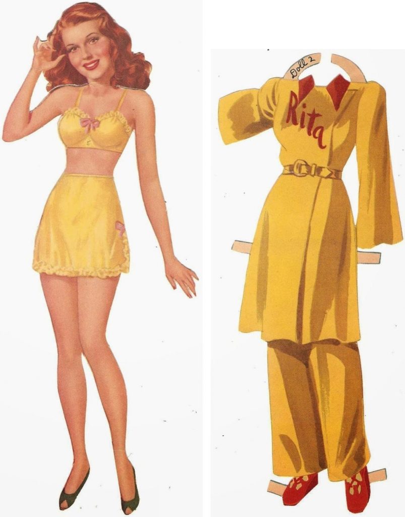 1940s Rita Hayworth Paper doll. 1940s fashion