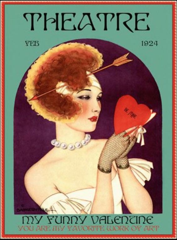 1920s Valentines Day magazine cover illustration 