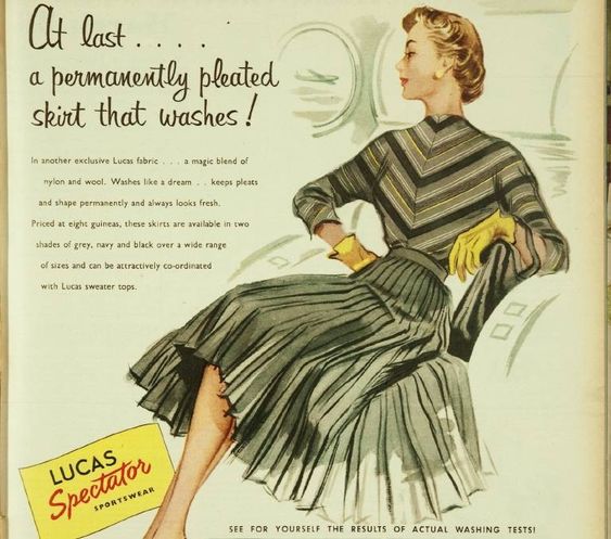 1950s vintage ad / 1950s Fashion Ad for a pleated skirt by Lucas Spectator Sportswear a vintage clothing line from Australia. 