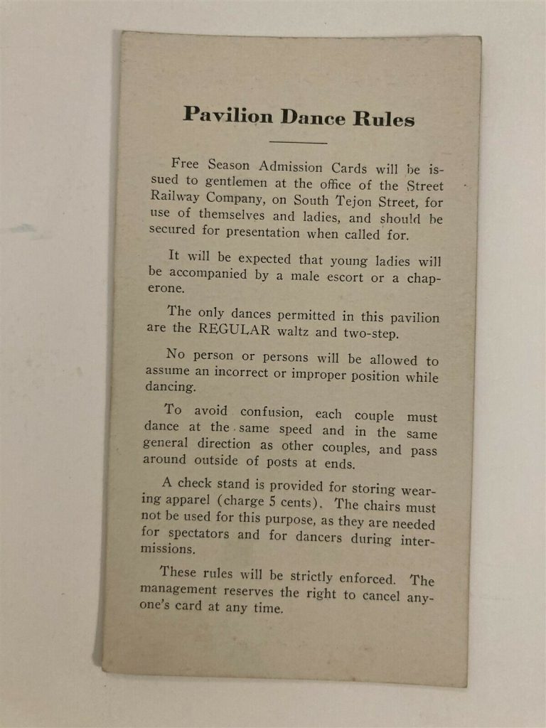 Early 1900's dance card rules. Rules on how to behave at the dance. 