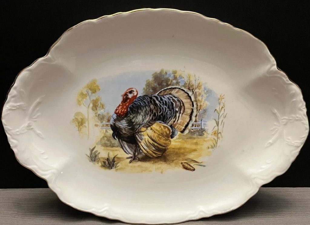 Vintage Thanksgiving Decoration: Turkey 15" Serving Platter / Serving Dish - Midcentury