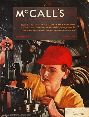 1940s vintage magazine from WW2-McCall's September 1942 featuring a woman working in a factory for the WW2 war effort - Rosie the Riveter