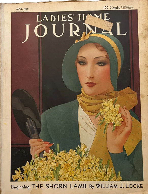 1930s vintage magazine cover for The Ladies Home Journal May 1930 - 1930s Fashion Illustration of a woman in a 1930 hat is by Dynevor Rhys