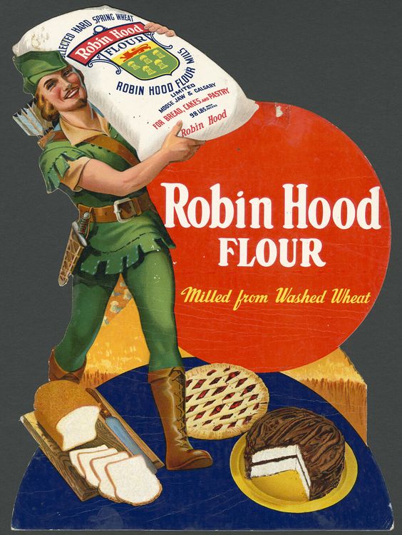1930s vintage ad: 1935 vintage ad for Robin Hood Flour.