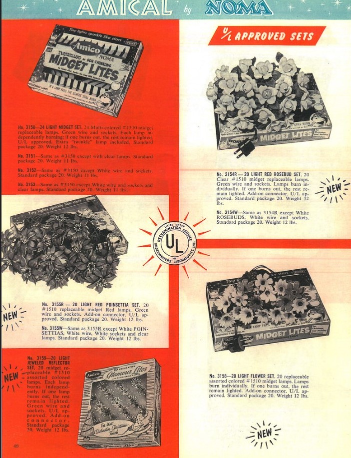 1950s vintage catalog for Norma Christmas lights from 1959