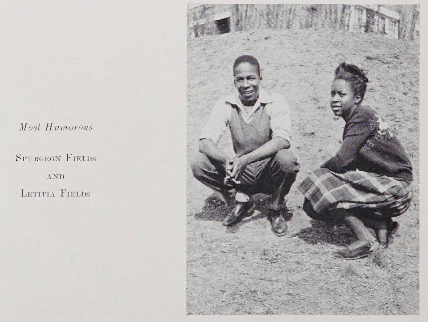 1940s vintage yearbook photo from Washington High School (Raleigh, N.C.) of the 1948 "Most Humorous" students from the High school.
