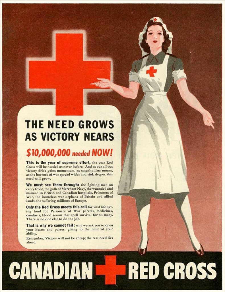 1940s Canadian Red Cross poster depicting a young nurse during WW2.