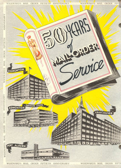 1940s vintage catalog: Woodward's Fall/Winter Catalogue, No. 100, 1947–48, inside front cover.