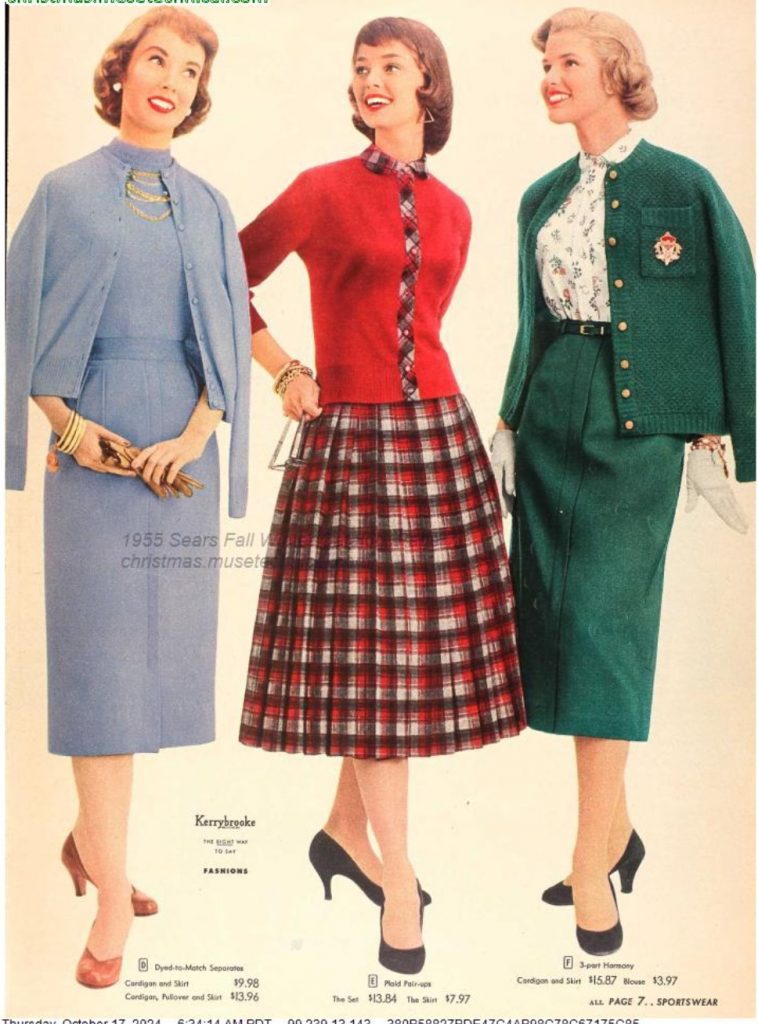 1950s Fashion for Women as seen in a 1950s vintage catalog. 