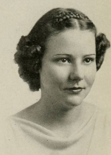 1930s Vintage Hairstyle Inspiration-A small double row braid at the top of the crown with pretty curls at the bottom as seen in a vintage yearbook photo ==> See more 1930s Braid Inspiration: The Coronet / Crown Braid at the Vintage Inn Blog.