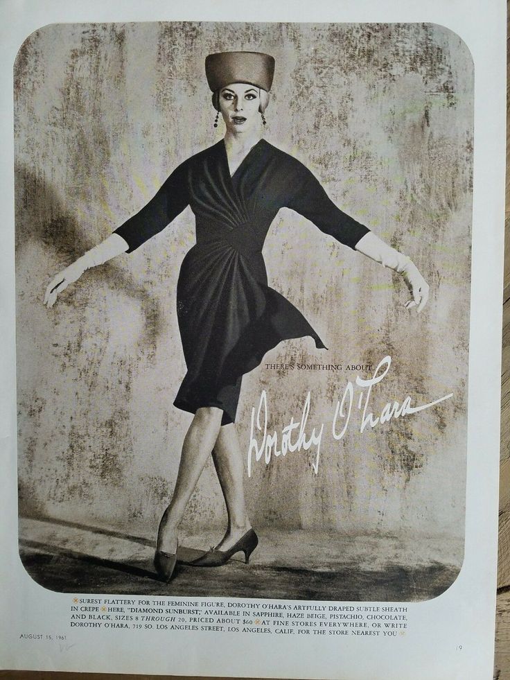 1960s vintage advertisement from 1961 for a Dorothy O'hara sheath dress. 1960s dress / 1960s fashion. 