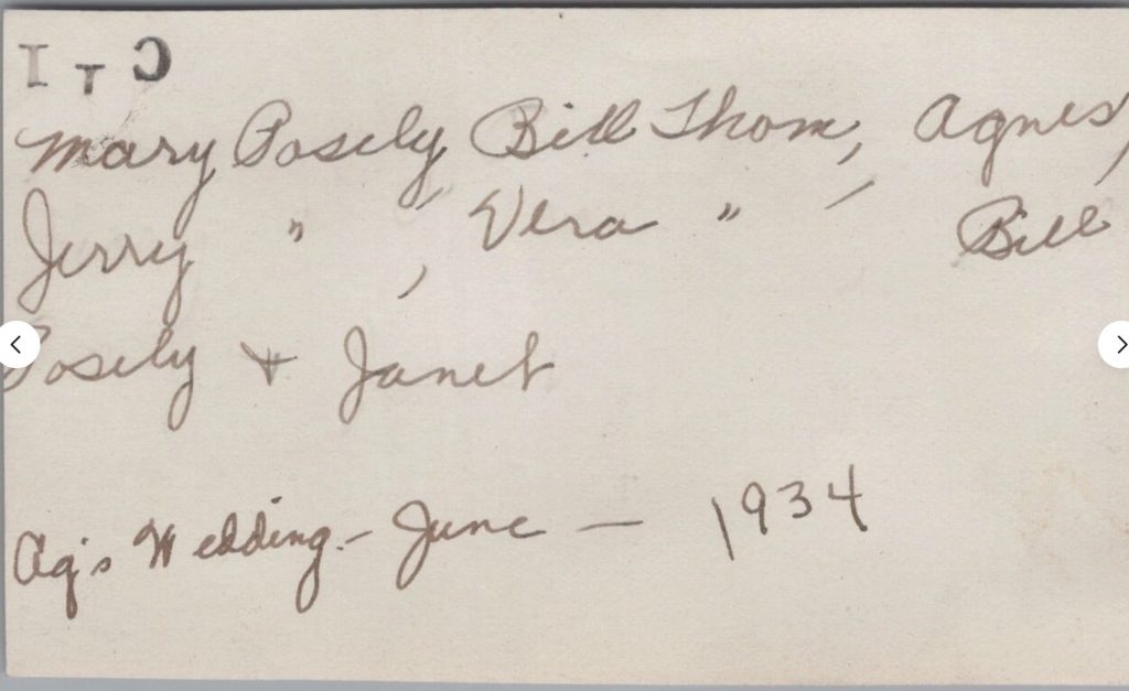 Back of a 1934 wedding photo. 