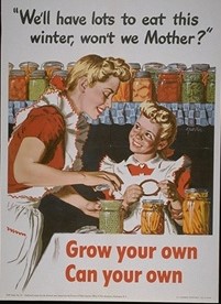 1940s vintage poster for growing your own food at home for the home front effort during WW2