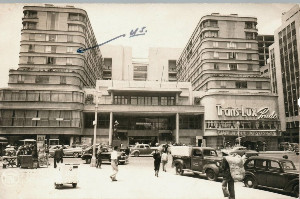 1952 vintage postcard for the Art Deco, Hotel Del Prado in Mexico City.