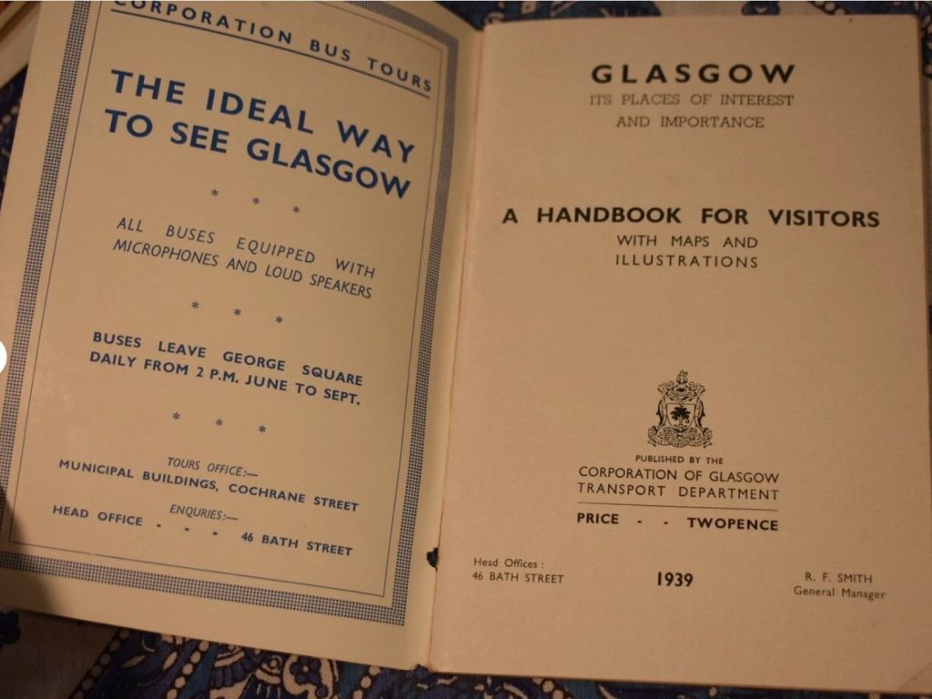 1930s vintage travel brochure for Glasgow Scotland from 1939. 