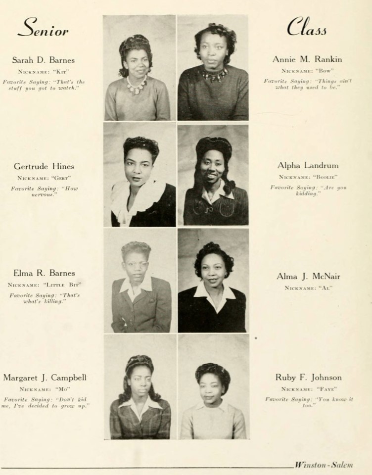 The Ram yearbook from historically Black College, Winston-Salem State University featuring the Senior class of 1944. Fantastic 1940s Black hairstyles on our women