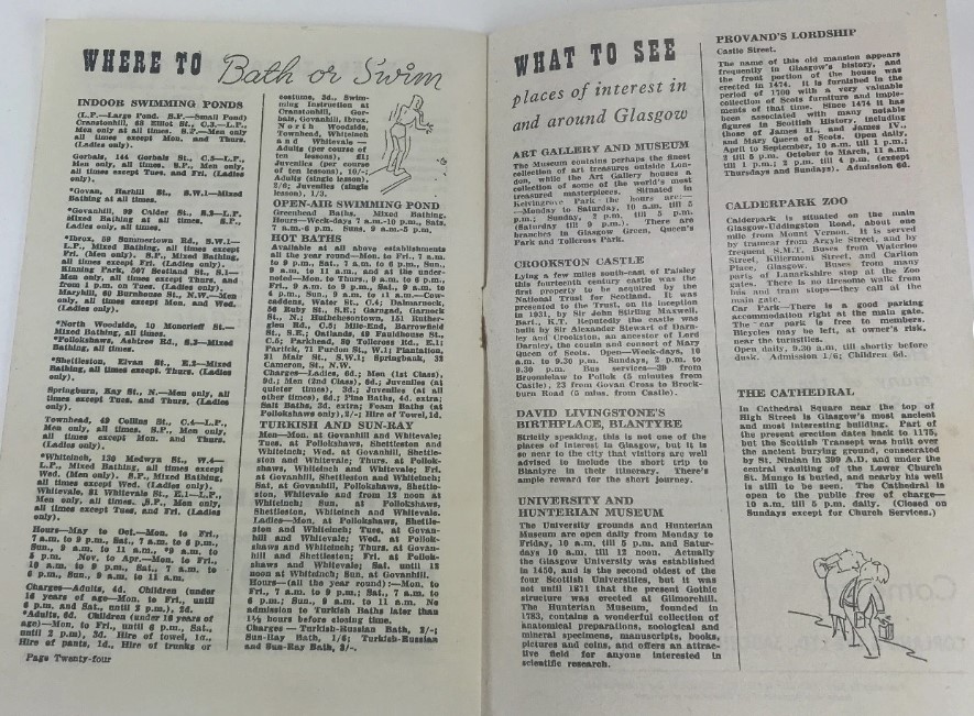 September 1955-What's on, Where to go in Glasgow. 