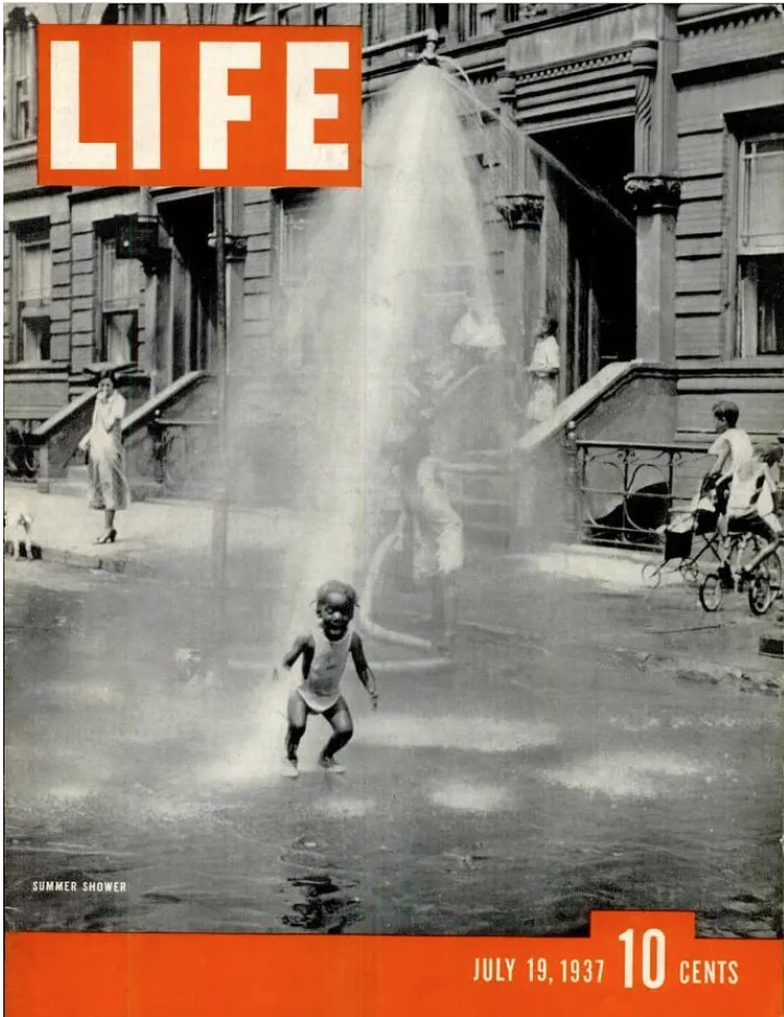 1930s vintage magazine cover for July 19, 1937 LIFE Magazine cover "Summer Shower" (photo by Fenno Jacobs). Vintage Summer. 