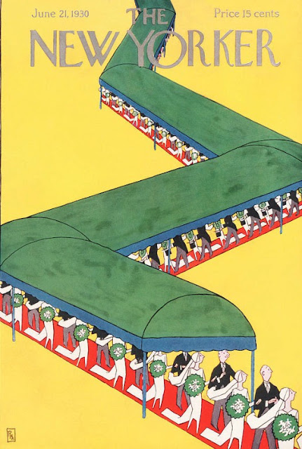 June Bride / Summer Bride-1930s vintage magazine cover for the New Yorker magazine from June 21st 1930 featuring an illustration of a row of brides and grooms