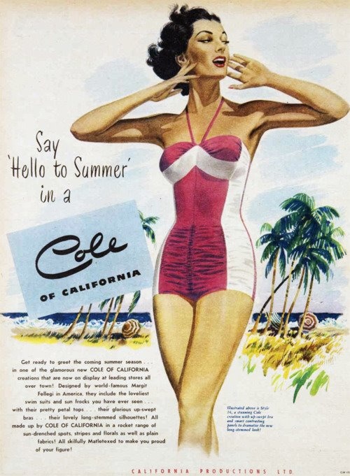 1940s Fashion: Cole of California Swimwear Ad, 1940s