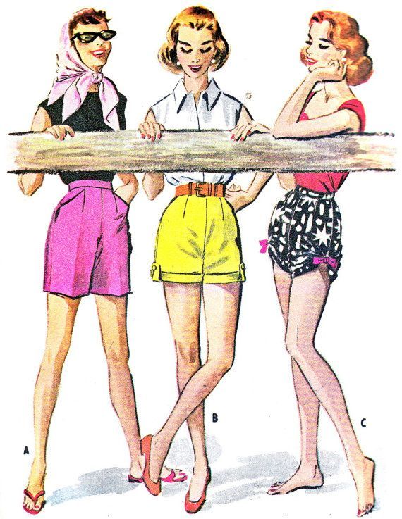 1950s Fashion / 1950s vintage sewing pattern / Fun Summer Style: Vintage 1950s Misses' Set of Shorts sewing pattern. 