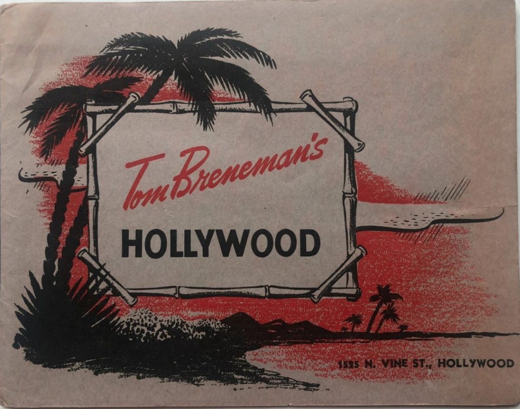 Vintage 1945 Souvenir Photo Holder from Tom Breneman's Restaurant Hollywood